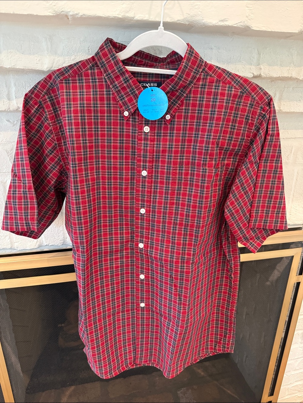 Class Club Red Plaid Short-Sleeve Button-Down Shirt